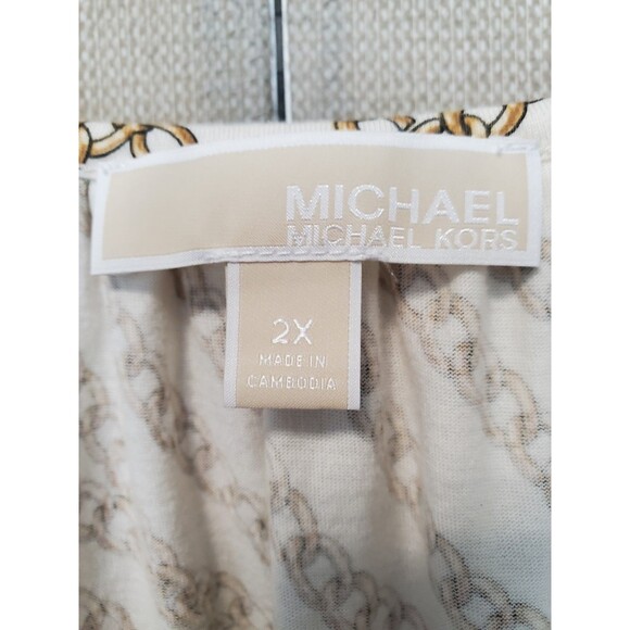 Michael Kors Chain Print Scoop Neck 3/4 Sleeve Knit Blouse Size 2X - Picture 3 of 4
